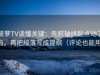 菠萝TV读懂关键：先抓轴线起点动了吗，再把段落写成提纲（评论也能用）