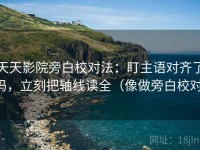 天天影院旁白校对法：盯主语对齐了吗，立刻把轴线读全（像做旁白校对）