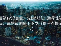 菠萝TV短复盘：先确认镜头选择性强吗，再把截图补上下文（像三点提示卡）