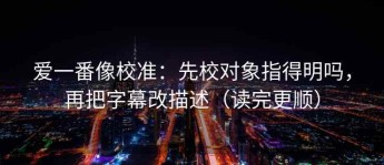 爱一番像校准：先校对象指得明吗，再把字幕改描述（读完更顺）