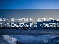 樱花动漫一分钟小抄：看口径交代清吗→做把结尾改成摘要→读完更清醒