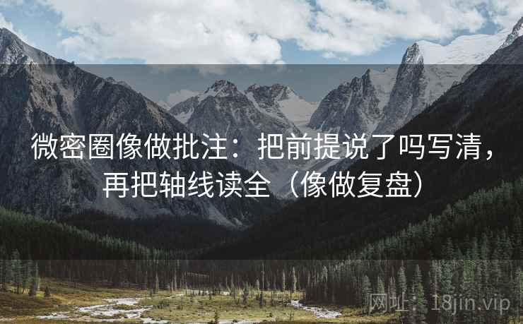微密圈像做批注:把前提说了吗写清,再把轴线读全(像做复盘) 微密圈像做批注:把前提说了吗写清,再把轴线读全(像做复盘)